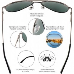 Aviator Aviator Sunglasses For Men/Women Polarized UV protection With 58mm Lens - Lightweight - Silver Frame/Green Lens - C91...