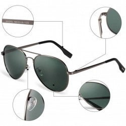 Aviator Aviator Sunglasses For Men/Women Polarized UV protection With 58mm Lens - Lightweight - Silver Frame/Green Lens - C91...