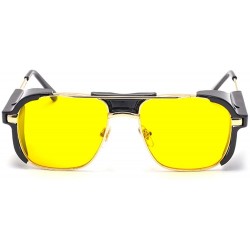 Round Retro Gothic Steampunk Sunglasses for Women Men square Lens Metal Frame sunglasses John Lennon square Sunglasses - C419...