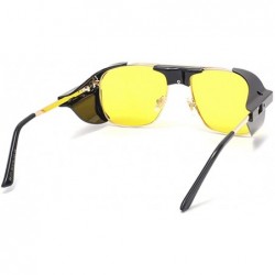 Round Retro Gothic Steampunk Sunglasses for Women Men square Lens Metal Frame sunglasses John Lennon square Sunglasses - C419...
