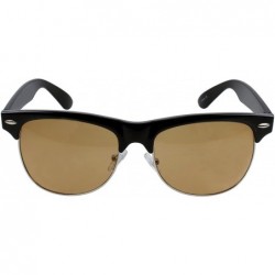 Goggle Fashion Half Frame Semi-Rimless Sunglass - Brown Color Lens - CB18E6N2MC8 $17.15
