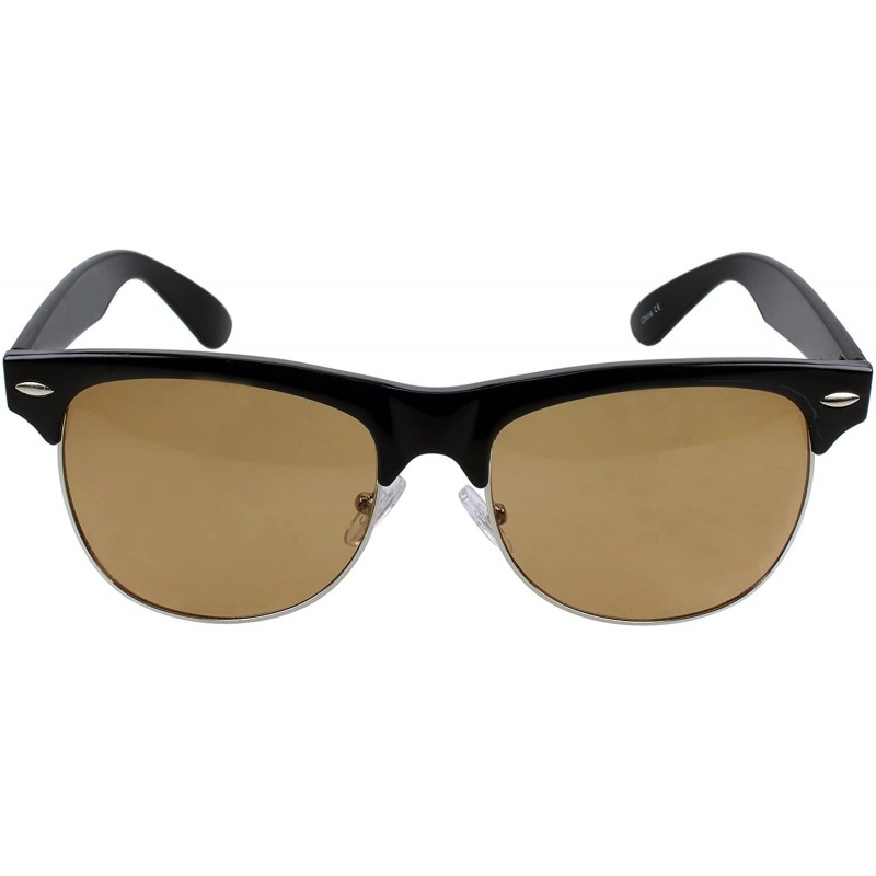 Goggle Fashion Half Frame Semi-Rimless Sunglass - Brown Color Lens - CB18E6N2MC8 $11.51