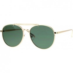 Aviator Vintage Retro Round Aviator Sunglasses Unisex Flat Lens Metal Aviators - Gold (Green) - C0187K4D58S $10.56