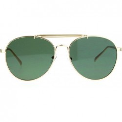 Aviator Vintage Retro Round Aviator Sunglasses Unisex Flat Lens Metal Aviators - Gold (Green) - C0187K4D58S $10.56