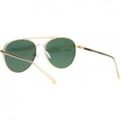 Aviator Vintage Retro Round Aviator Sunglasses Unisex Flat Lens Metal Aviators - Gold (Green) - C0187K4D58S $10.56