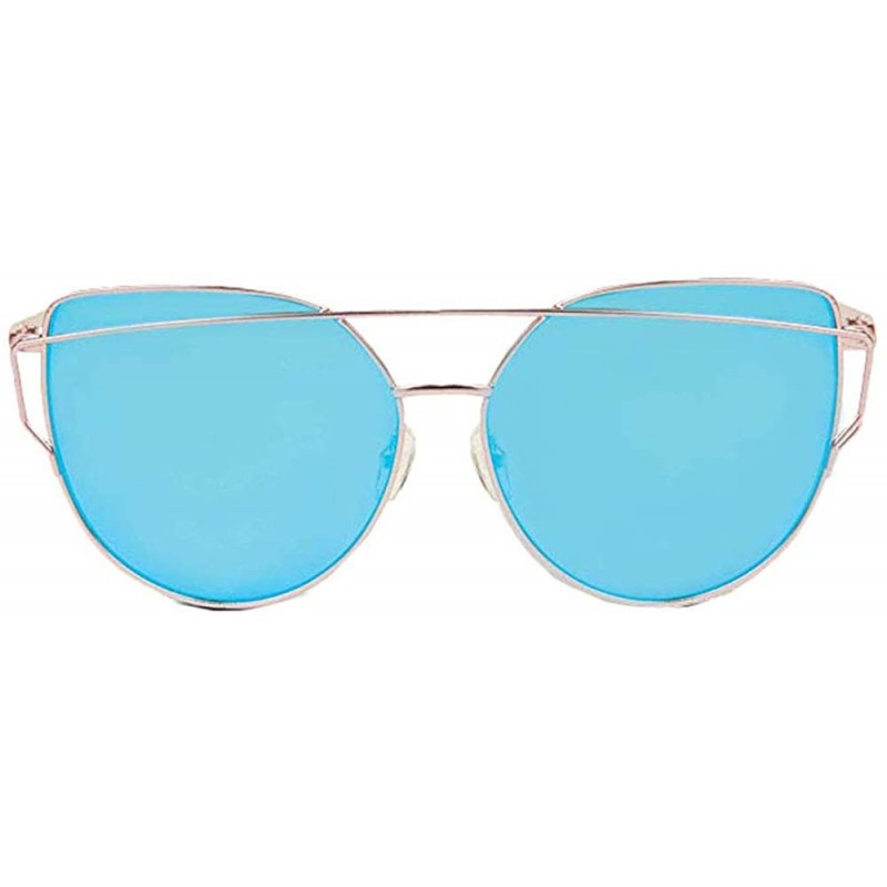 Aviator Designer Cateye Women's Sunglasses - Trendy Fashion Glasses with UV Sun Protection - Sass - Ice Blue - CR18ICD2NCD $9.77