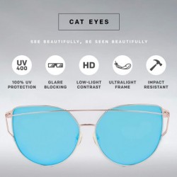 Aviator Designer Cateye Women's Sunglasses - Trendy Fashion Glasses with UV Sun Protection - Sass - Ice Blue - CR18ICD2NCD $9.77