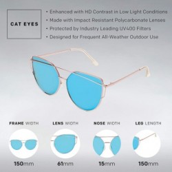 Aviator Designer Cateye Women's Sunglasses - Trendy Fashion Glasses with UV Sun Protection - Sass - Ice Blue - CR18ICD2NCD $9.77