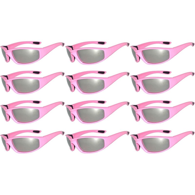 Sport 12 PCS Motorcycle Padded Foam Glasses Colored Lens Sunglasses Pink White Silver - 12-moto-pink-silver-mirror - C818DEX0...