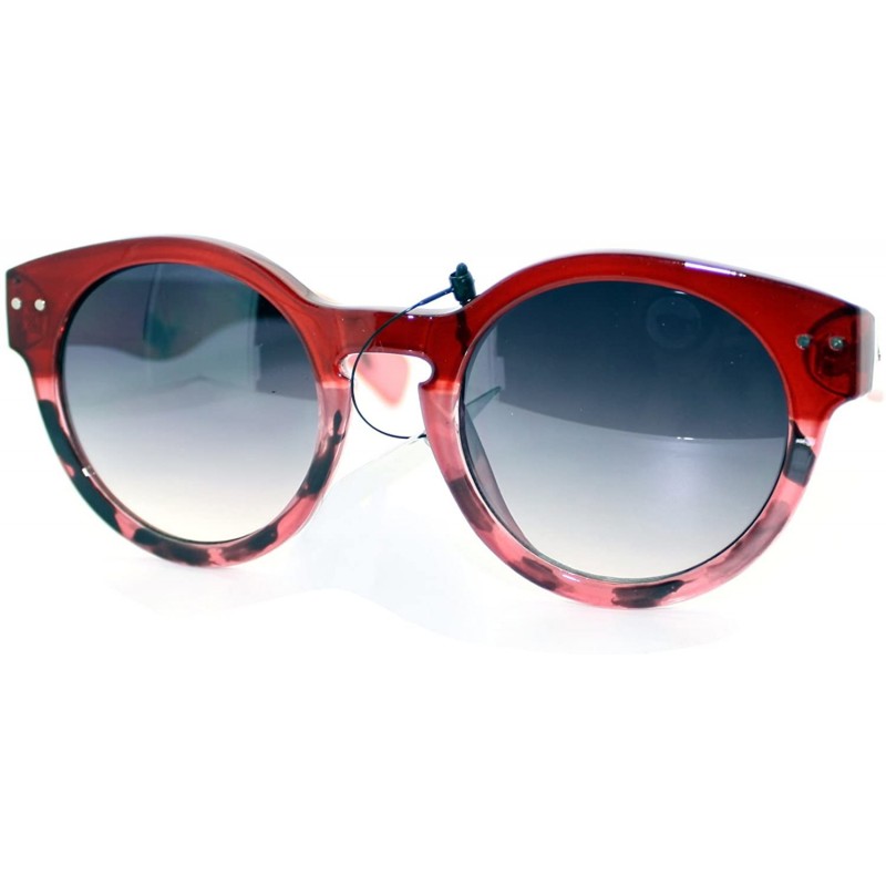 Round Womens Round Horn Rim Keyhole Fashion Sunglasses Ombré Colors - Red - CT11W0GA4D1 $11.29