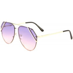 Aviator Oceanic Color Metal Side Lens Protective Rim Aviator Sunglasses - Purple - CH198E9XML0 $11.05