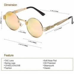 Round Steampunk Round Polarized Sunglasses Retro Vintage Metal Circle Frame Glasses - Pink Lens/Wire/Gold Frame - CZ1809L0EWO...