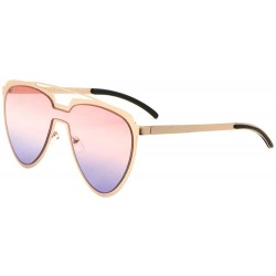 Shield Oceanic Color One Piece Shield Lens Rounded Triangular Aviator Sunglasses - Pink Blue - CX190KLE5OI $26.73