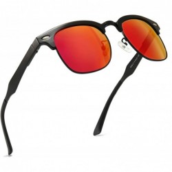 Rimless Classic Half Frame Retro Sunglasses with Polarized Lens - Black Metal Frame Red Lens - CH12L8GFWK9 $34.25