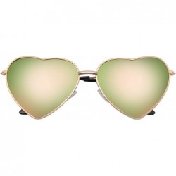 Aviator Cute Womens Metal Heart Shape Flash Mirrored Sunglasses - Purple Ice - CS11PQZ02FJ $21.20