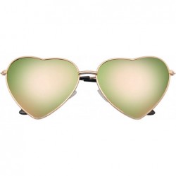 Aviator Cute Womens Metal Heart Shape Flash Mirrored Sunglasses - Purple Ice - CS11PQZ02FJ $18.34