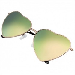 Aviator Cute Womens Metal Heart Shape Flash Mirrored Sunglasses - Purple Ice - CS11PQZ02FJ $11.67