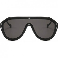 Sport Retro Rivet Sunglasses Luxury Brand Designer Oversize Black Visor Sun Glasses Men Shades for Women Men - 7 - C118W78RUM...