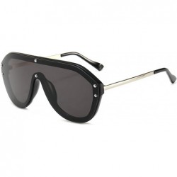 Sport Retro Rivet Sunglasses Luxury Brand Designer Oversize Black Visor Sun Glasses Men Shades for Women Men - 7 - C118W78RUM...