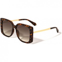 Square Thick Frame Round Square Butterfly Sunglasses - Brown Demi - CA1972GUAUG $15.28
