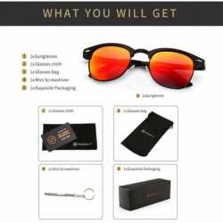 Rimless Classic Half Frame Retro Sunglasses with Polarized Lens - Black Metal Frame Red Lens - CH12L8GFWK9 $22.83