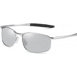 Aviator Men's Polarized Photochromic Sunglasses Vintage Driving Eyewear - Silver Legs - CX18H3X3D4X $13.46