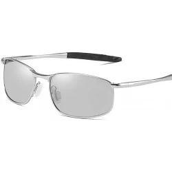 Aviator Men's Polarized Photochromic Sunglasses Vintage Driving Eyewear - Silver Legs - CX18H3X3D4X $28.00