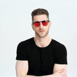 Rimless Classic Half Frame Retro Sunglasses with Polarized Lens - Black Metal Frame Red Lens - CH12L8GFWK9 $22.83