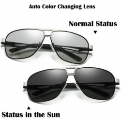 Aviator Men's Polarized Photochromic Sunglasses Vintage Driving Eyewear - Silver Legs - CX18H3X3D4X $13.46