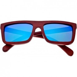 Wayfarer EARTH WOOD Women's Hamoa Wood Sunglasses Square - Red Rosewood//Blue - CQ11PWJ7SND $79.10