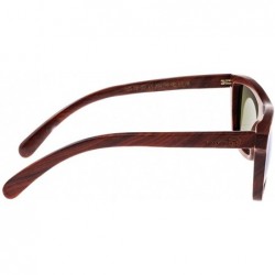 Wayfarer EARTH WOOD Women's Hamoa Wood Sunglasses Square - Red Rosewood//Blue - CQ11PWJ7SND $32.07