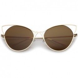 Cat Eye Women's Open Metal Oversize Cat Eye Sunglasses With Neutral Colored Flat Lens 60mm - Gold / Brown - CJ17XWO756N $20.24