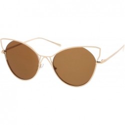 Cat Eye Women's Open Metal Oversize Cat Eye Sunglasses With Neutral Colored Flat Lens 60mm - Gold / Brown - CJ17XWO756N $9.57