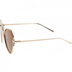 Cat Eye Women's Open Metal Oversize Cat Eye Sunglasses With Neutral Colored Flat Lens 60mm - Gold / Brown - CJ17XWO756N $9.57
