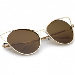 Cat Eye Women's Open Metal Oversize Cat Eye Sunglasses With Neutral Colored Flat Lens 60mm - Gold / Brown - CJ17XWO756N $9.57