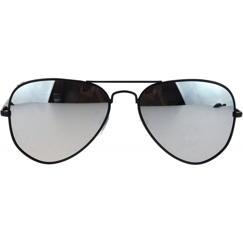 Aviator Classic Aviator Sunglasses Thin Metal Frame Mirror Lens Aviators UV 400 - Black - CX184KXESAO $9.62