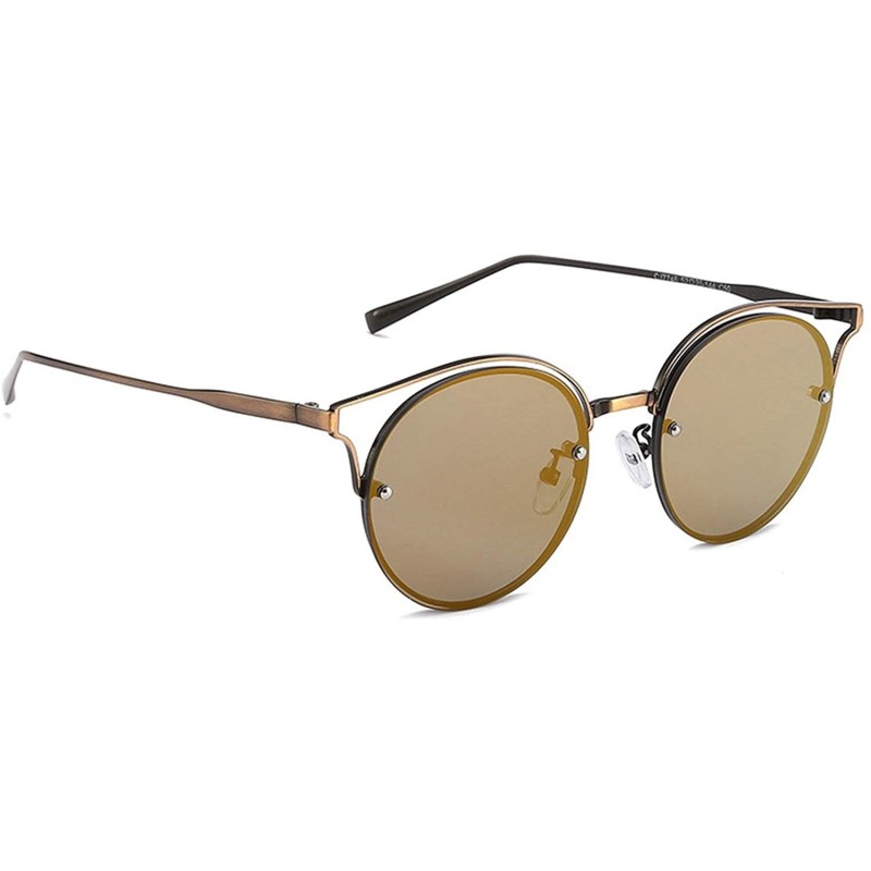 Oval Vintage Classic Retro Round Sunglasses for Unisex Metal AC UV 400 Protection Sunglasses - Gold - C218SARUUW7 $27.67