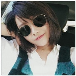 Round Hipster Small Polygon Women Men Sunglasses Delicate Metal Frame B2254 - Black Frame Grey Lens - CS185EX7XND $12.57