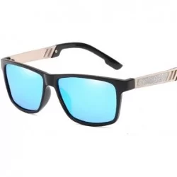 Square Men Polarized Square Mirror Sunglasses For Men Anti-Glare Driver's Eyewear - Black Blue - C6199G0XTYR $22.91