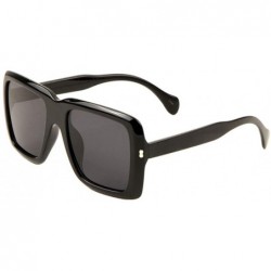 Oversized Oversized Square Thick Round Frame Sunglasses - Black - CJ197R70GS4 $25.78