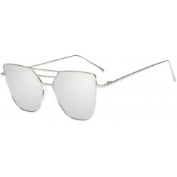 Aviator Fashion Mens Women Vintage Irregular Glasses Aviator Mirror Sunglasses - Silver - CH18C5CKEAO $10.98