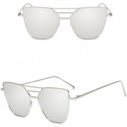 Aviator Fashion Mens Women Vintage Irregular Glasses Aviator Mirror Sunglasses - Silver - CH18C5CKEAO $10.98
