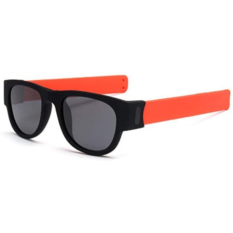 Sport 1 Foldable Anti-UV Polarized Slap Bracelet Bendable Mirror Legs Sunglasses Fashion Beach Sports Travel - Orange - CL197...