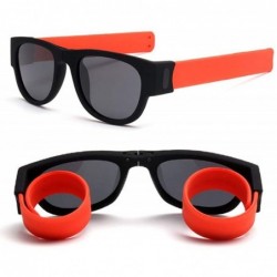 Sport 1 Foldable Anti-UV Polarized Slap Bracelet Bendable Mirror Legs Sunglasses Fashion Beach Sports Travel - Orange - CL197...