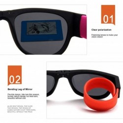 Sport 1 Foldable Anti-UV Polarized Slap Bracelet Bendable Mirror Legs Sunglasses Fashion Beach Sports Travel - Orange - CL197...