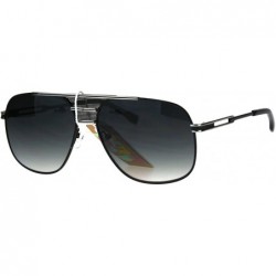 Square Mens Designer Fashion Sunglasses Stylish Square Metal Frame Mesh Bridge - Black (Green Smoke) - C7186TQ83UA $24.29
