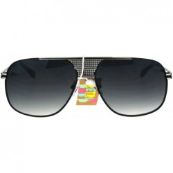 Square Mens Designer Fashion Sunglasses Stylish Square Metal Frame Mesh Bridge - Black (Green Smoke) - C7186TQ83UA $12.94