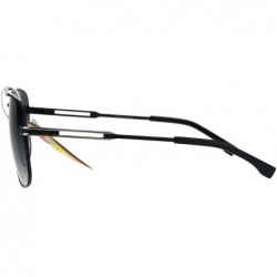 Square Mens Designer Fashion Sunglasses Stylish Square Metal Frame Mesh Bridge - Black (Green Smoke) - C7186TQ83UA $12.94
