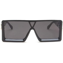 Oversized UV Protection Sunglasses for Women Men Full rim frame Square Plastic Lens and Frame Sunglass - Black - CE1902ZE3QA ...