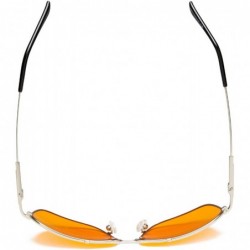 Aviator Blue Blocking Orange Tinted Bifocal Glasses for Reading Computer Screen Men Bendable Titanium - 1801-silver - CI18ZGW...